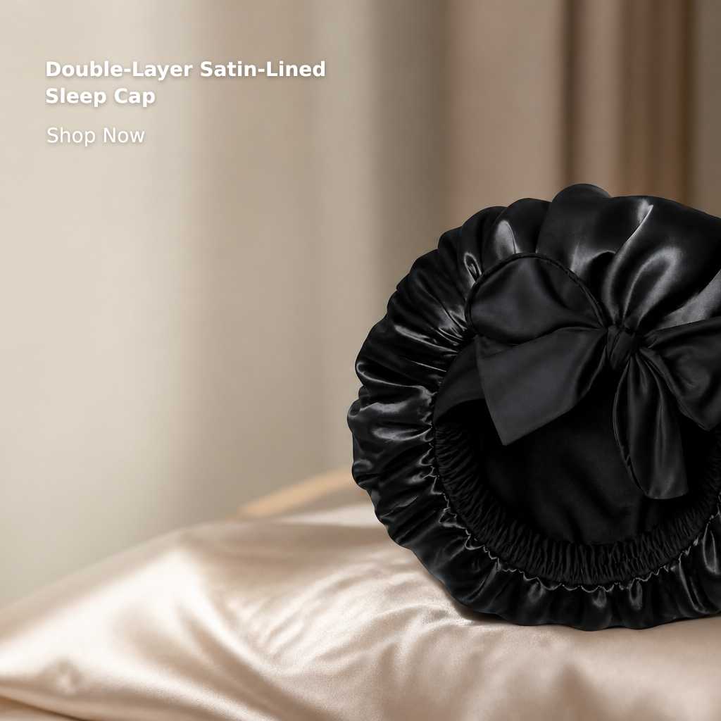 Double-Layer Silk Bonnet with Satin Lining for Curly Hair