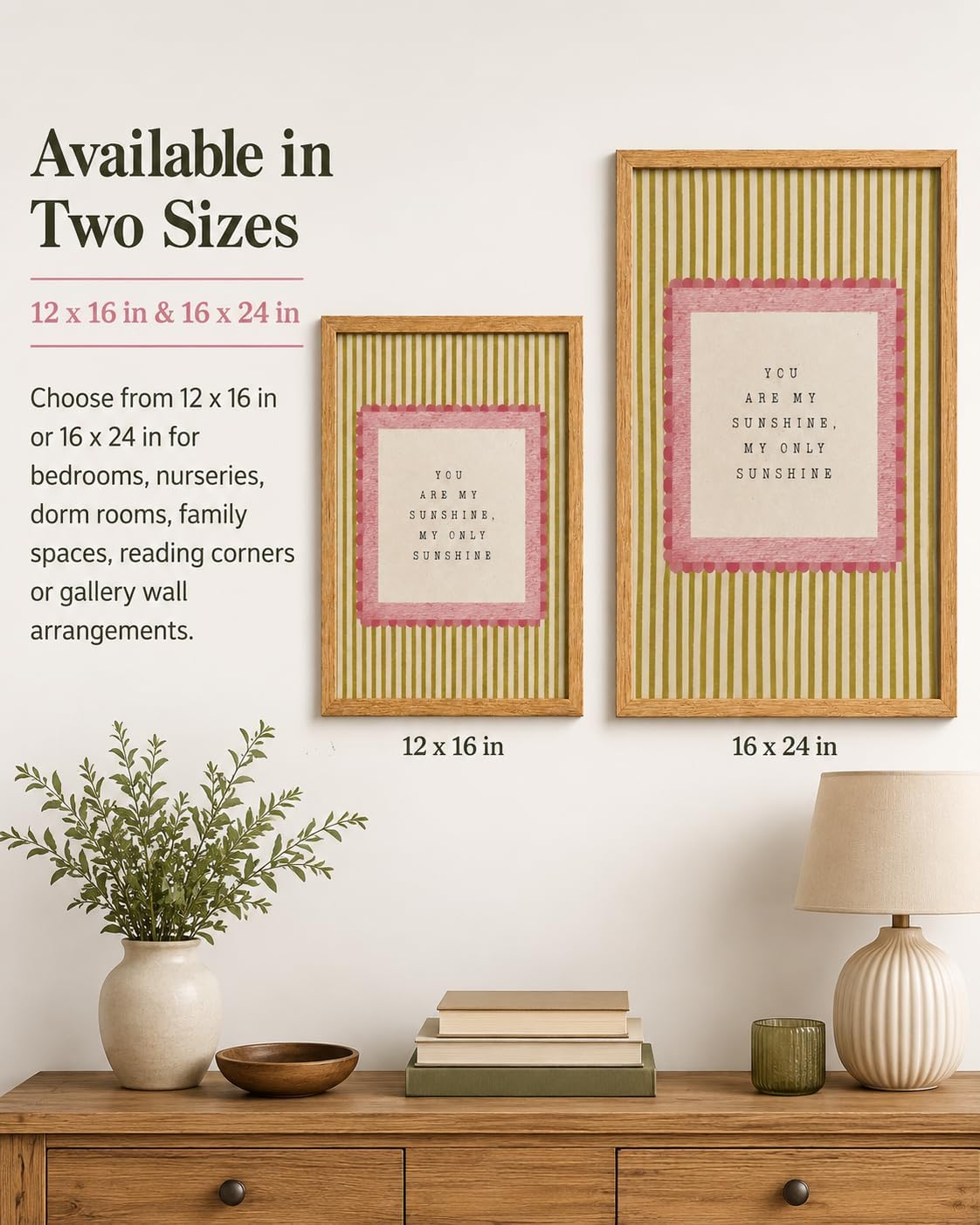 You Are My Sunshine — Wood Framed Wall Art, detail and room setting 5