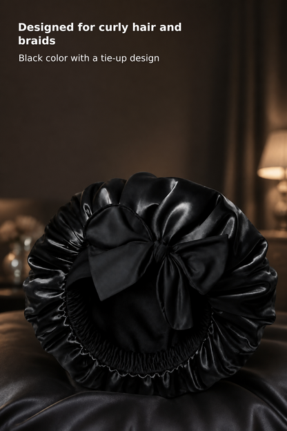 Double-Layer Silk Bonnet with Satin Lining for Curly Hair